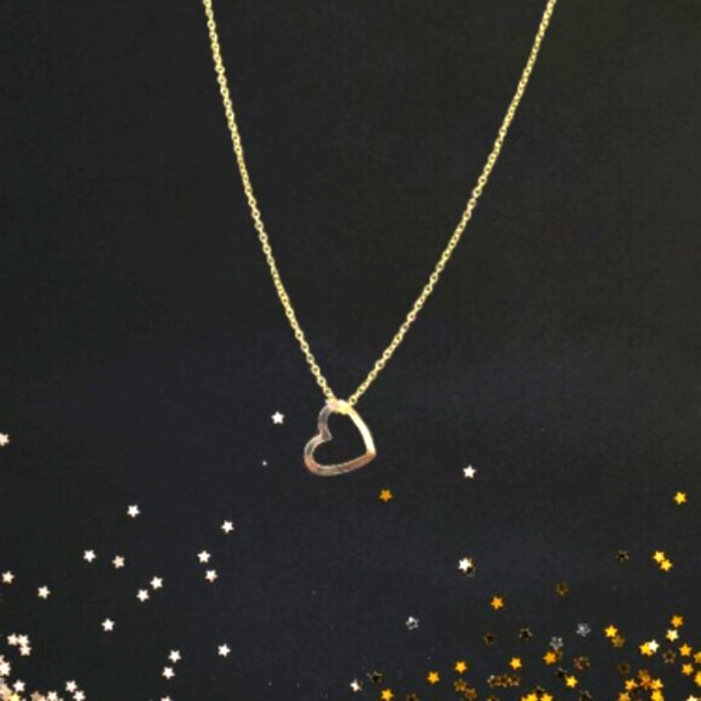Gold Plated Light Dainty Heart Necklace - Picture 10 of 10